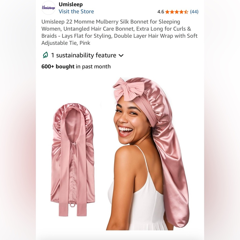 Mulberry Silk Sleeping Bonnet (Mauve Pink)
